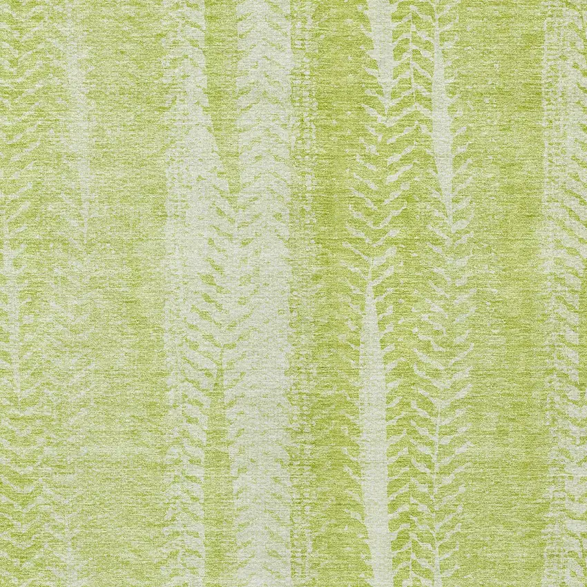 Artichoke Green And Ivory Botanical Leaves Washable Indoor Outdoor Area Rug Photo 5
