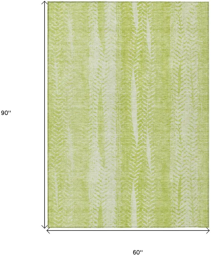 Artichoke Green And Ivory Botanical Leaves Washable Indoor Outdoor Area Rug Photo 3