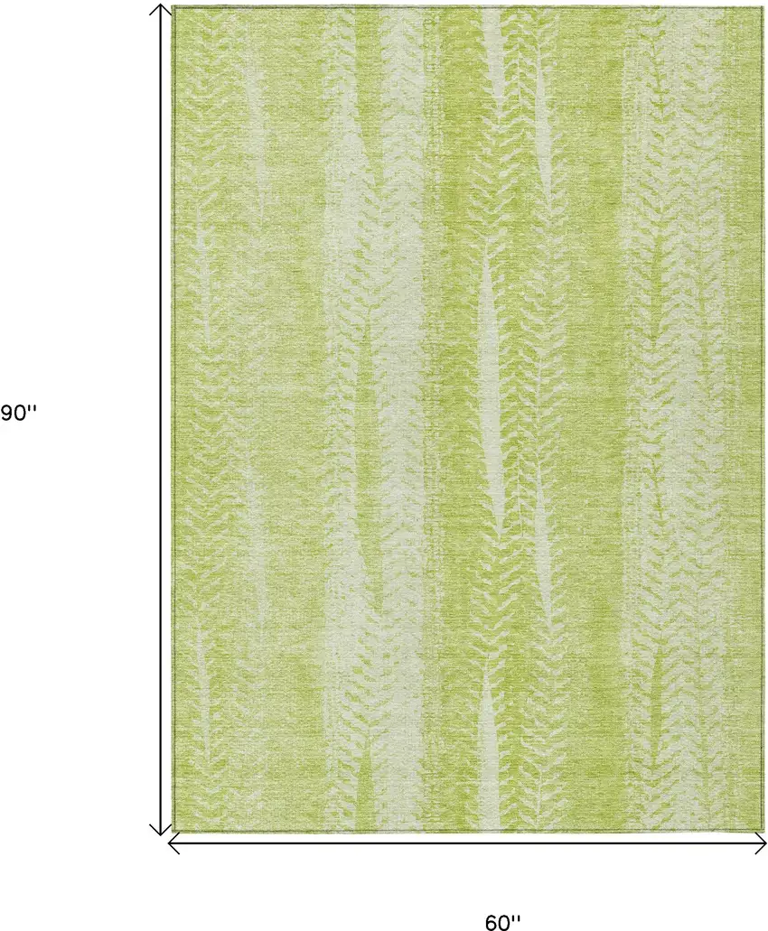 Artichoke Green And Ivory Botanical Leaves Washable Indoor Outdoor Area Rug Photo 3
