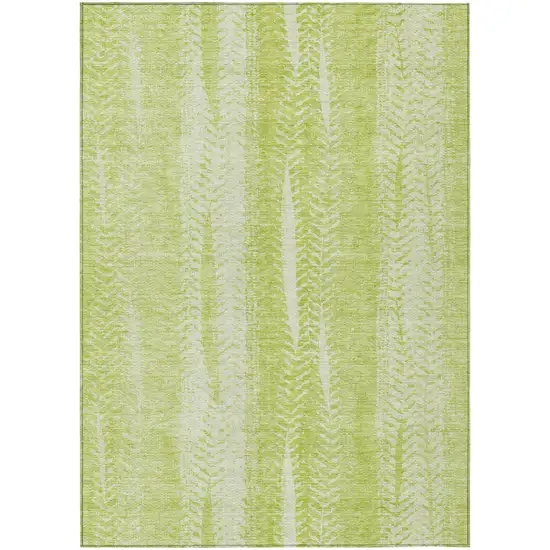 Artichoke Green And Ivory Botanical Leaves Washable Indoor Outdoor Area Rug Photo 2