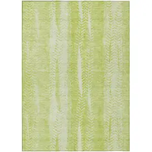 Photo of Artichoke Green And Ivory Botanical Leaves Washable Indoor Outdoor Area Rug