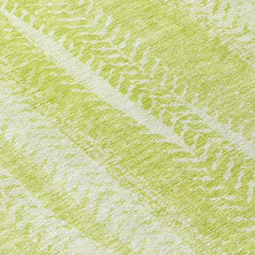 Artichoke Green And Ivory Botanical Leaves Washable Indoor Outdoor Area Rug Photo 9