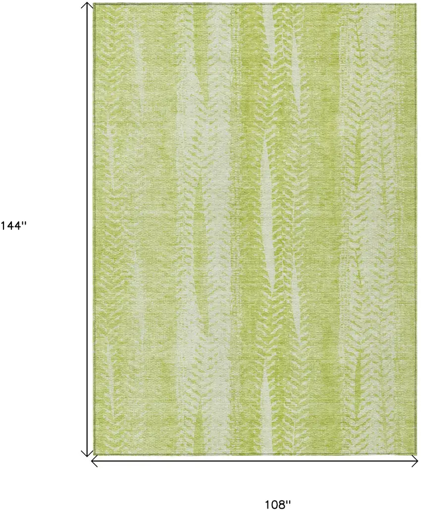 Artichoke Green And Ivory Botanical Leaves Washable Indoor Outdoor Area Rug Photo 3