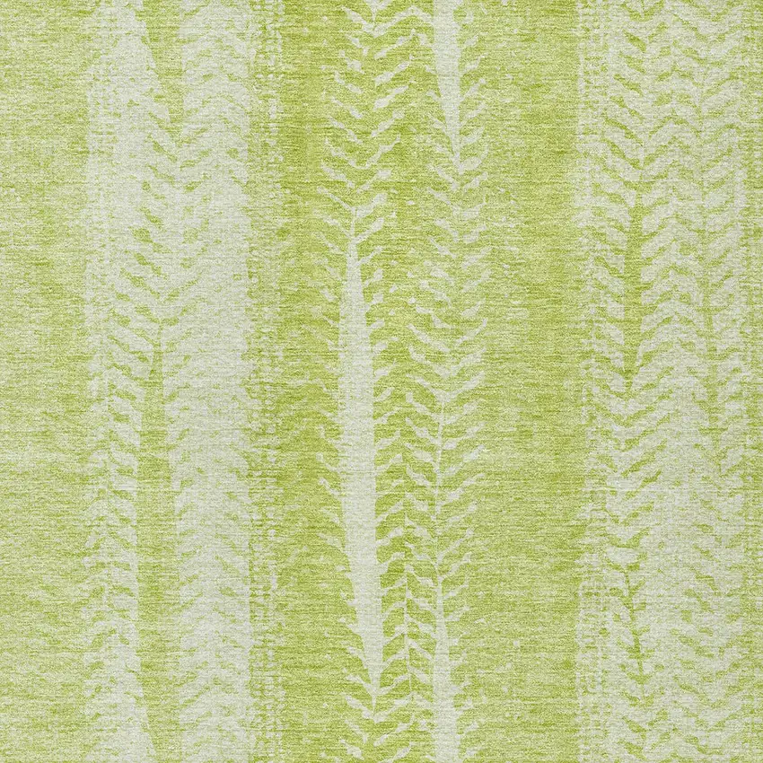 Artichoke Green And Ivory Botanical Leaves Washable Indoor Outdoor Area Rug Photo 5