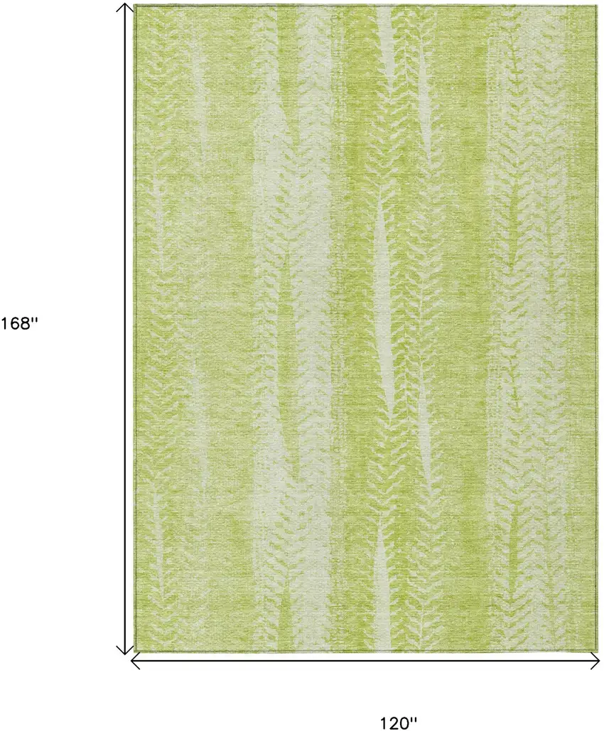 Artichoke Green And Ivory Botanical Leaves Washable Indoor Outdoor Area Rug Photo 3