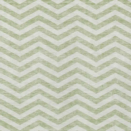 Artichoke Green And Ivory Chevron Washable Indoor Outdoor Area Rug Photo 6