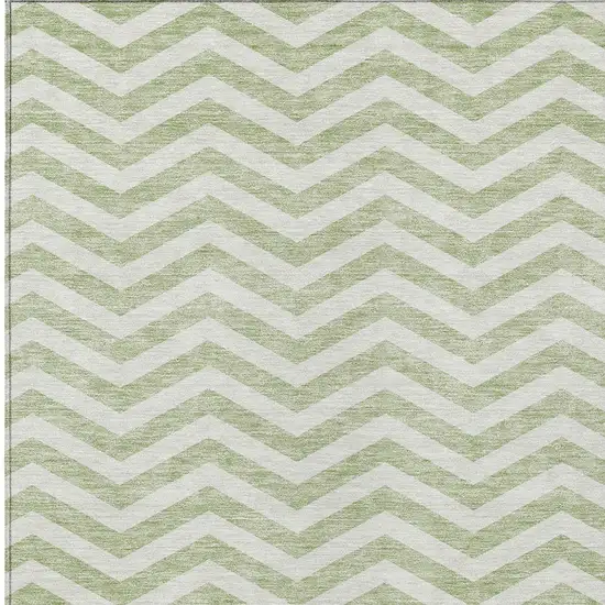 Artichoke Green And Ivory Chevron Washable Indoor Outdoor Area Rug Photo 6