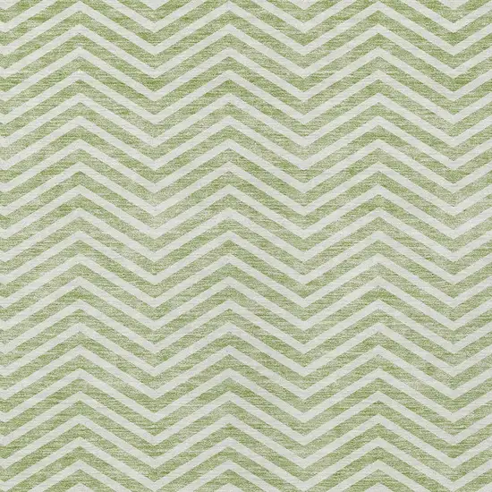 Artichoke Green And Ivory Chevron Washable Indoor Outdoor Area Rug Photo 5