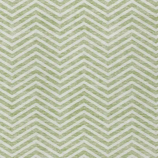 Artichoke Green And Ivory Chevron Washable Indoor Outdoor Area Rug Photo 5