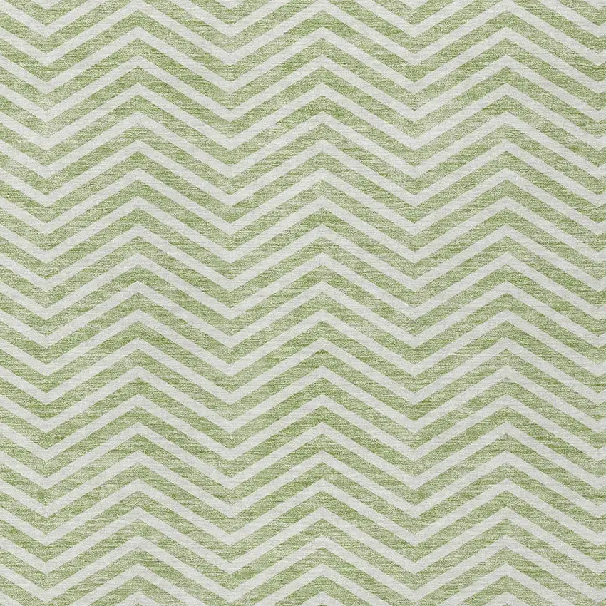 Artichoke Green And Ivory Chevron Washable Indoor Outdoor Area Rug Photo 5