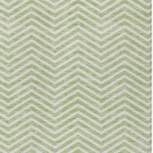 Photo of Artichoke Green And Ivory Chevron Washable Indoor Outdoor Area Rug