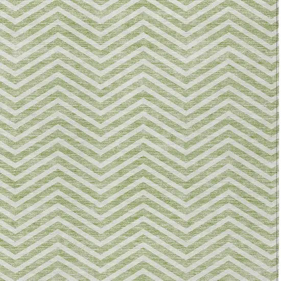 Artichoke Green And Ivory Chevron Washable Indoor Outdoor Area Rug Photo 5