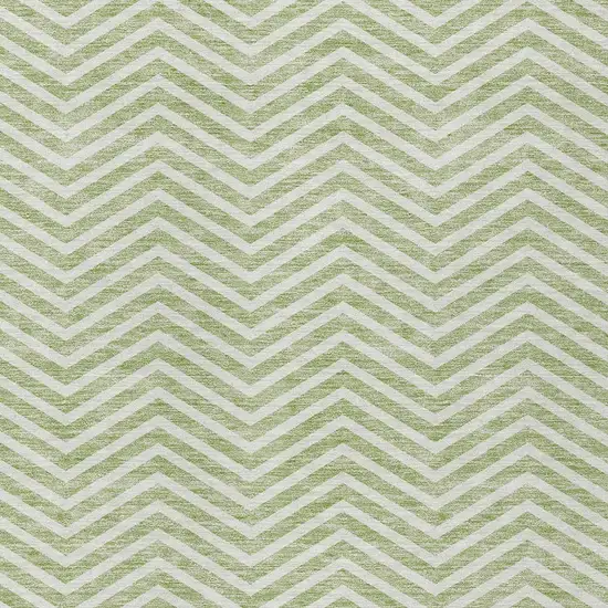 Artichoke Green And Ivory Chevron Washable Indoor Outdoor Area Rug Photo 5
