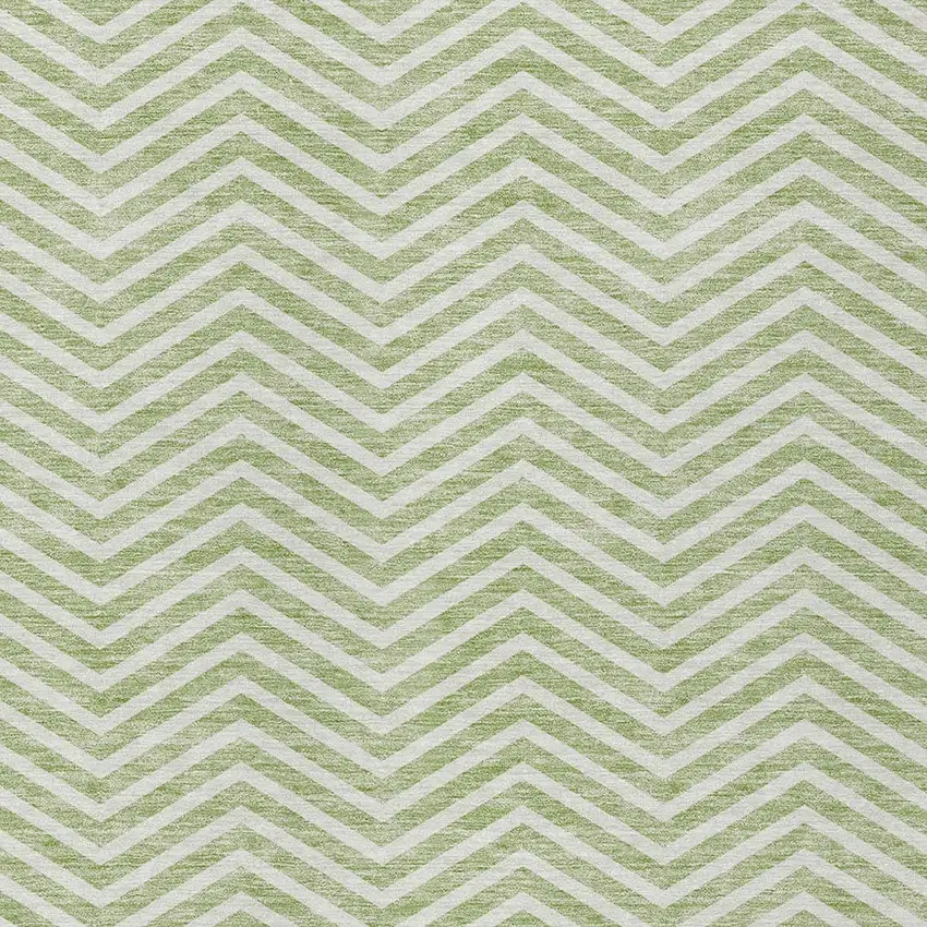 Artichoke Green And Ivory Chevron Washable Indoor Outdoor Area Rug Photo 5