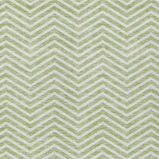 Artichoke Green And Ivory Chevron Washable Indoor Outdoor Area Rug Photo 5