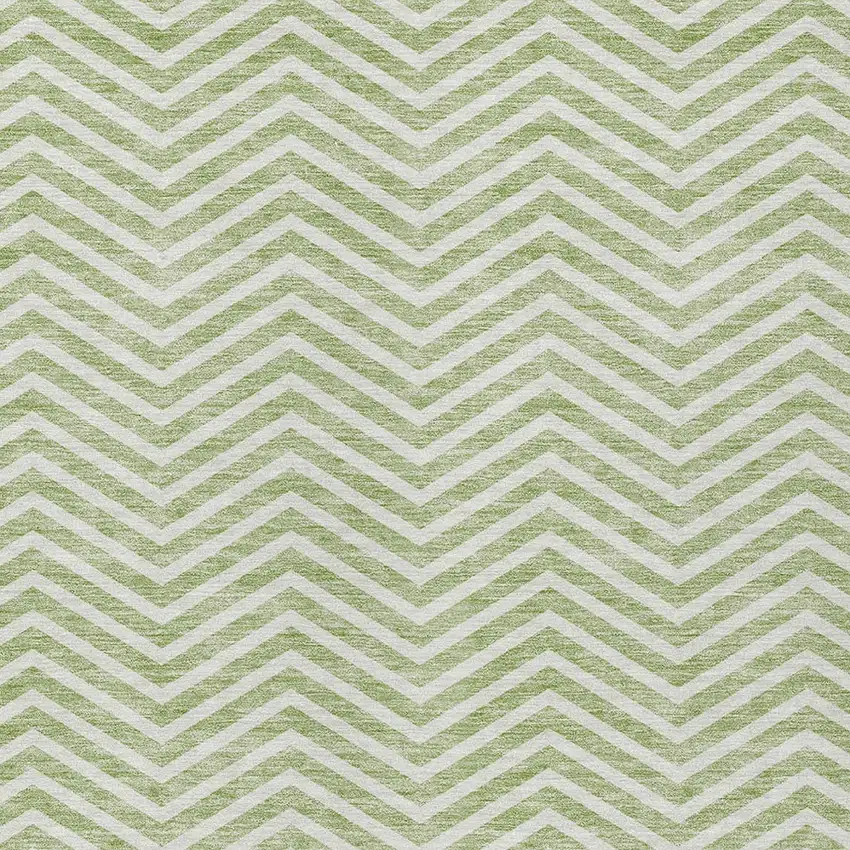 Artichoke Green And Ivory Chevron Washable Indoor Outdoor Area Rug Photo 5