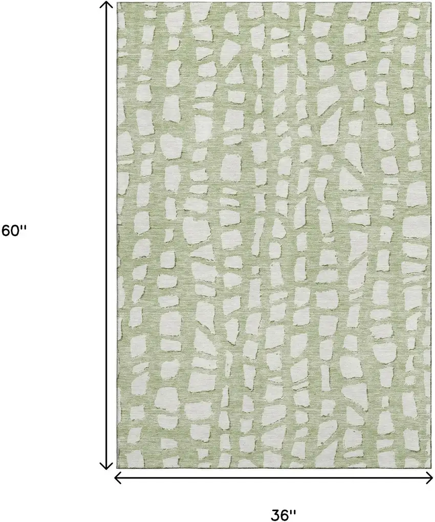 Artichoke Green And Ivory Cobblestone Washable Area Rug With UV Protection Photo 3
