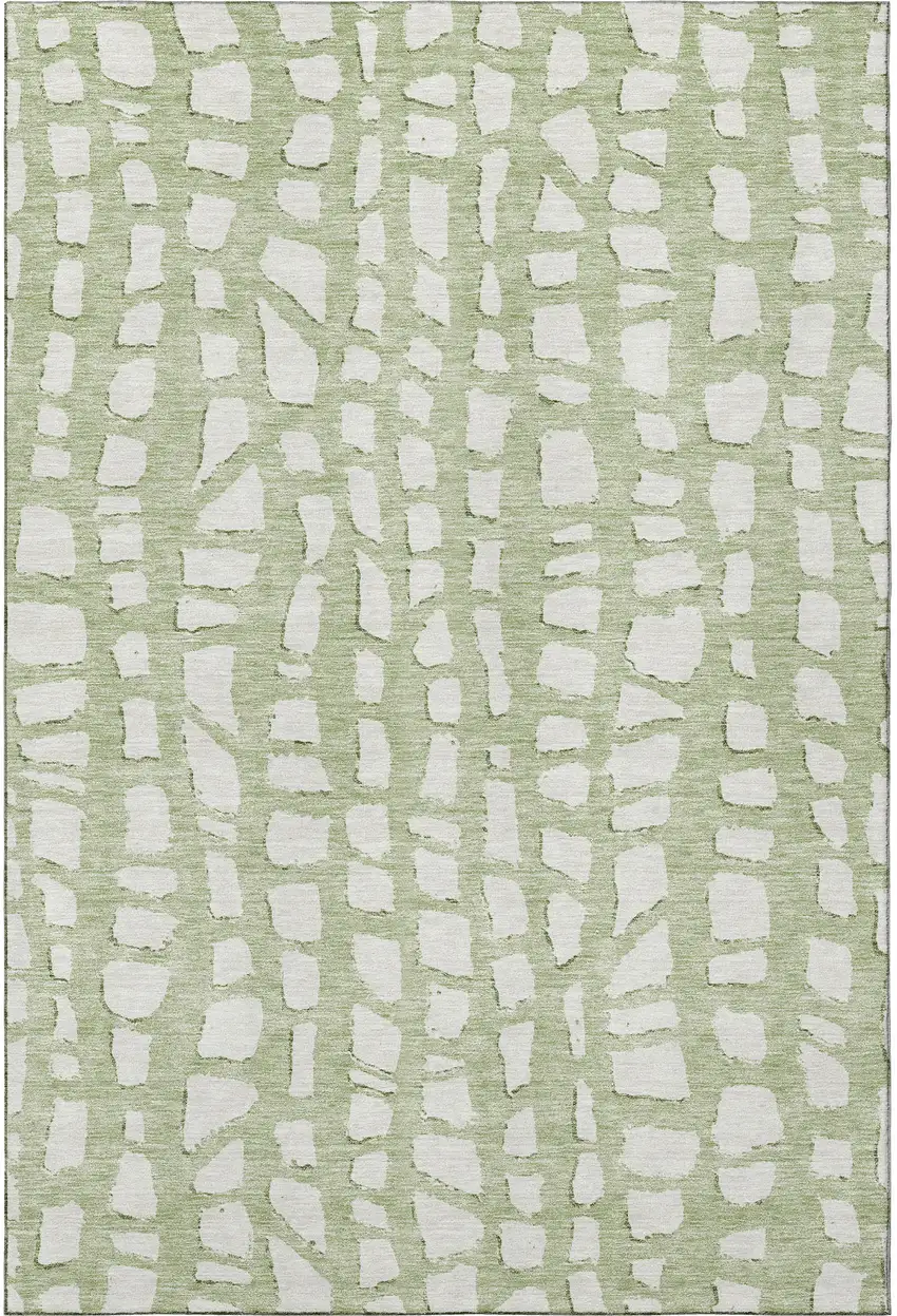 Artichoke Green And Ivory Cobblestone Washable Area Rug With UV Protection Photo 4