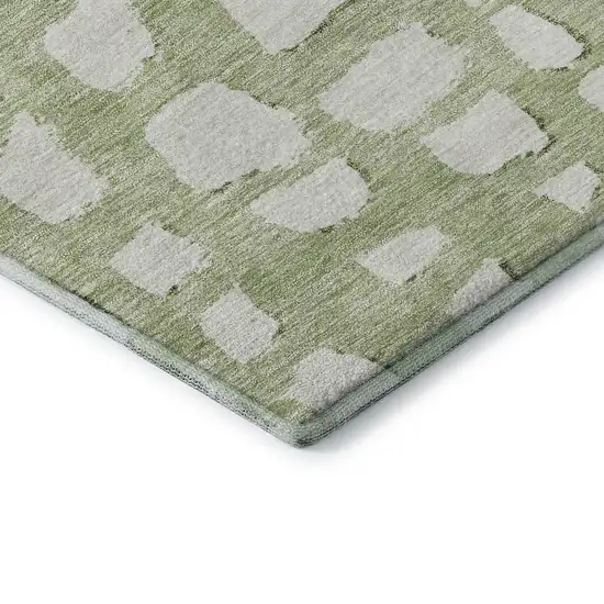 Artichoke Green And Ivory Cobblestone Washable Area Rug With UV Protection Photo 8