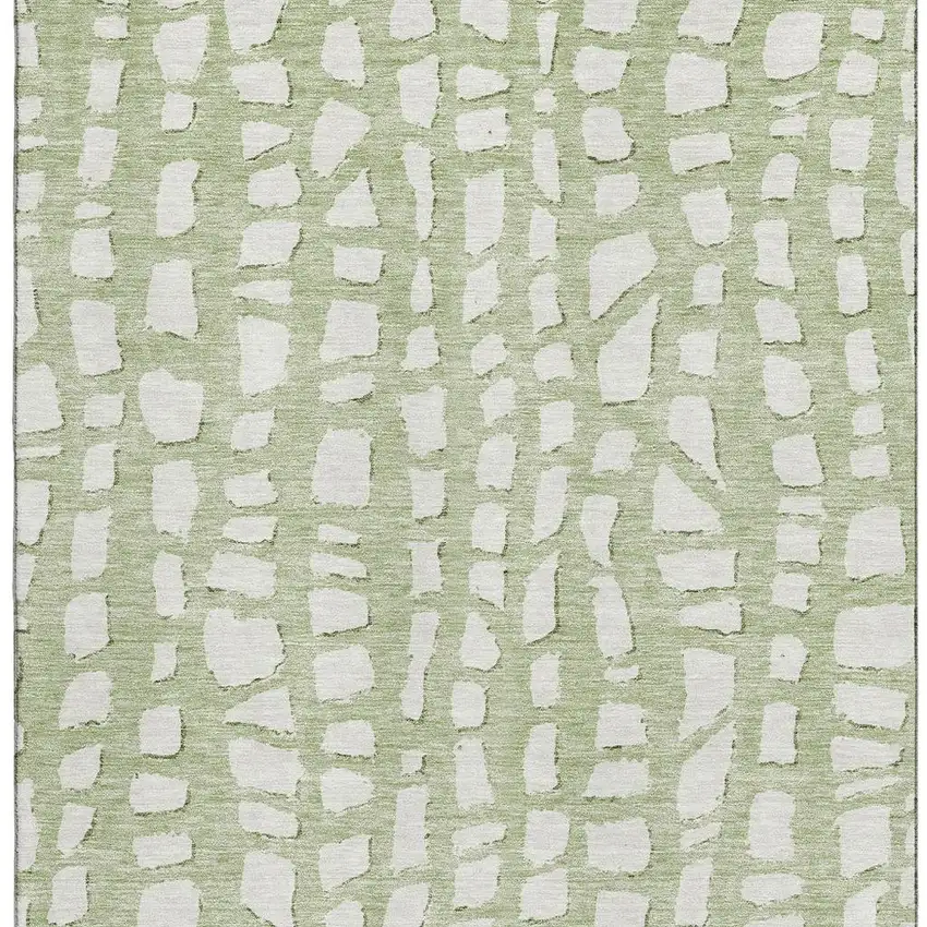 Artichoke Green And Ivory Cobblestone Washable Area Rug With UV Protection Photo 4