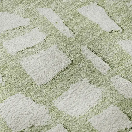 Artichoke Green And Ivory Cobblestone Washable Area Rug With UV Protection Photo 8