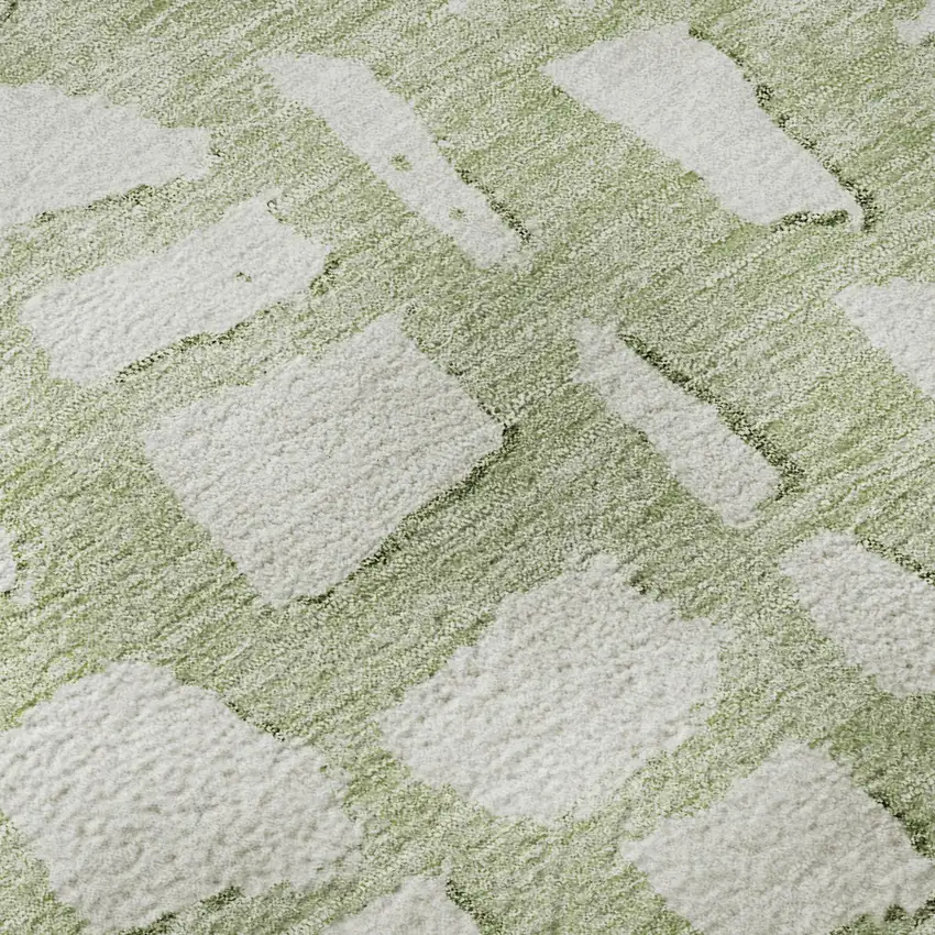 Artichoke Green And Ivory Cobblestone Washable Area Rug With UV Protection Photo 8