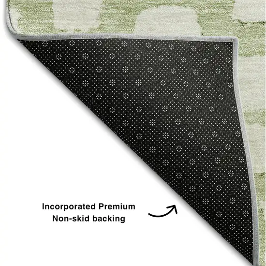 Artichoke Green And Ivory Cobblestone Washable Area Rug With UV Protection Photo 7