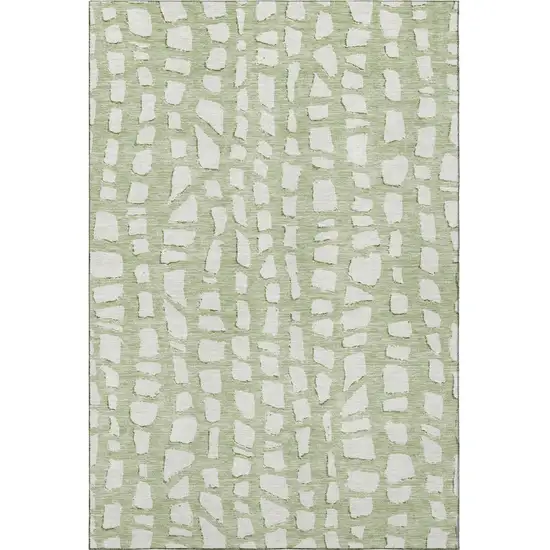 Artichoke Green And Ivory Cobblestone Washable Area Rug With UV Protection Photo 4