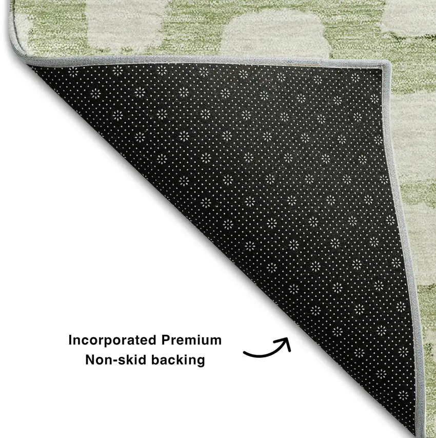 Artichoke Green And Ivory Cobblestone Washable Area Rug With UV Protection Photo 7