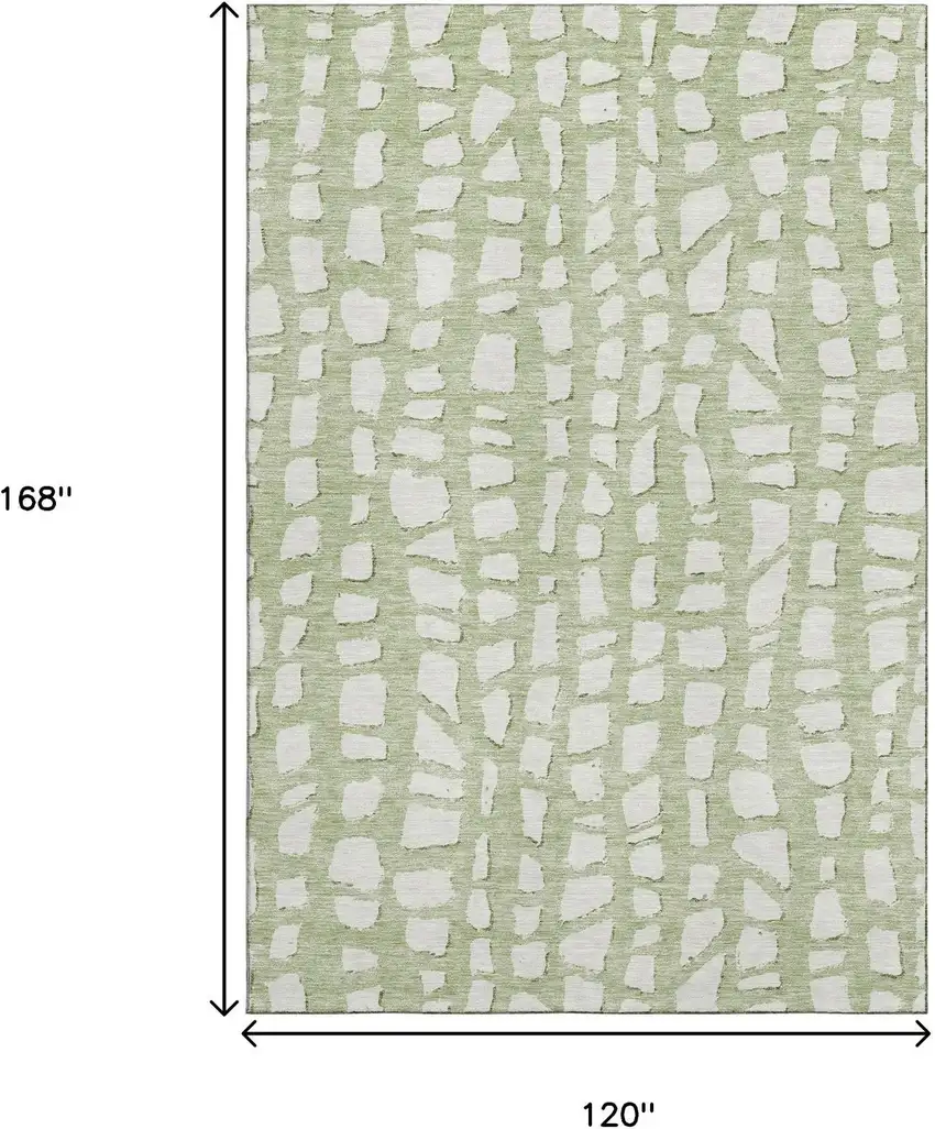 Artichoke Green And Ivory Cobblestone Washable Area Rug With UV Protection Photo 3