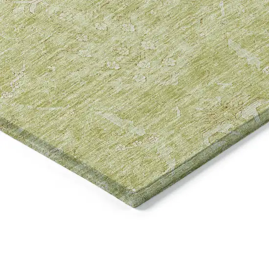 Artichoke Green And Ivory Damask Washable Indoor Outdoor Area Rug Photo 4