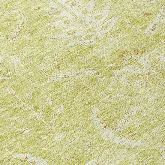 Artichoke Green And Ivory Damask Washable Indoor Outdoor Area Rug Photo 8