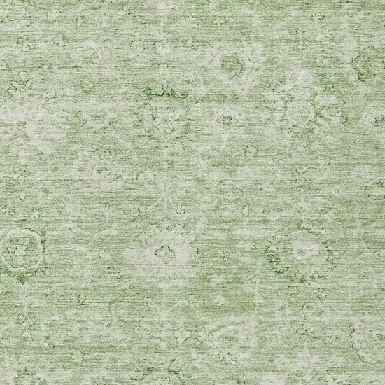 Artichoke Green And Ivory Damask Washable Indoor Outdoor Area Rug Photo 5