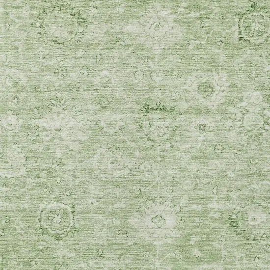 Artichoke Green And Ivory Damask Washable Indoor Outdoor Area Rug Photo 5