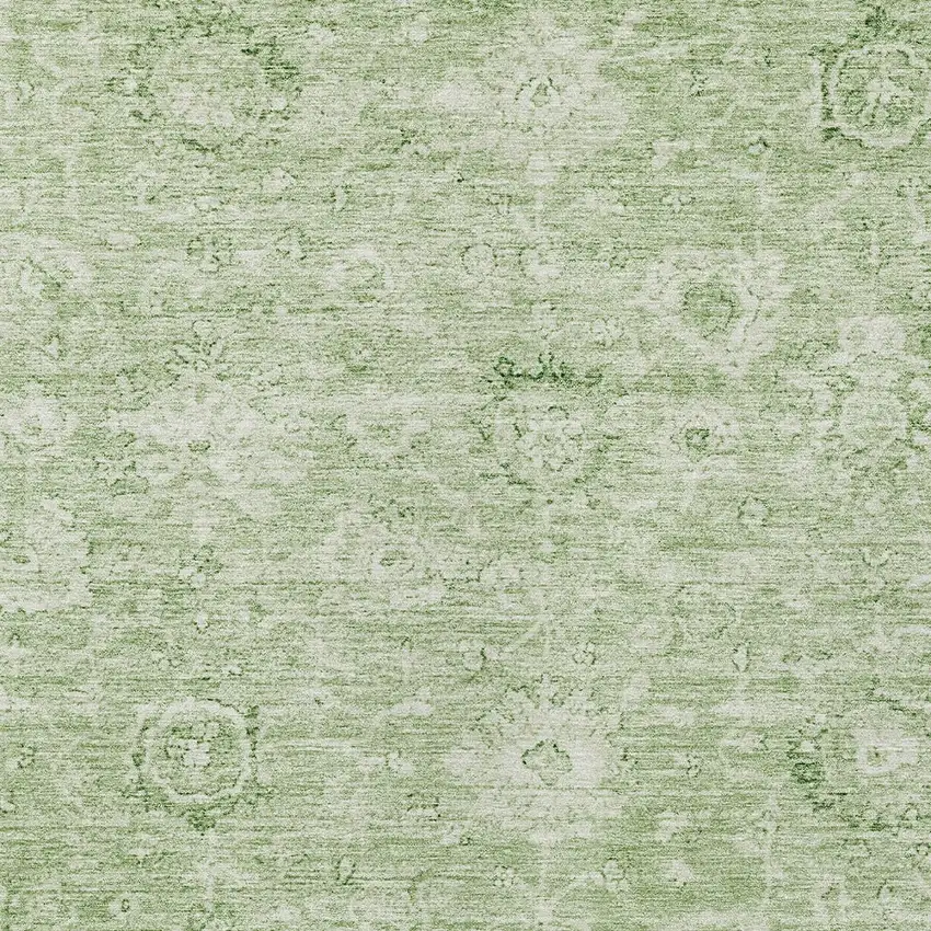Artichoke Green And Ivory Damask Washable Indoor Outdoor Area Rug Photo 5
