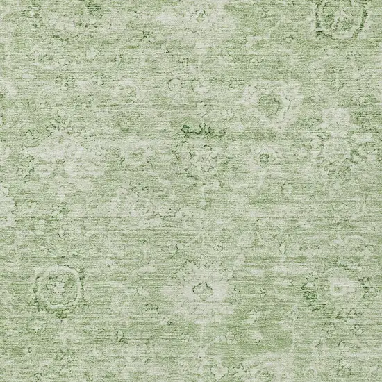 Artichoke Green And Ivory Damask Washable Indoor Outdoor Area Rug Photo 5