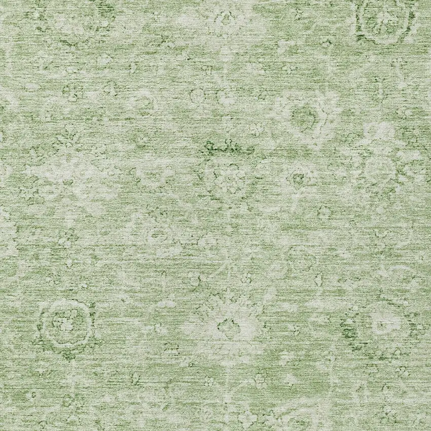Artichoke Green And Ivory Damask Washable Indoor Outdoor Area Rug Photo 5