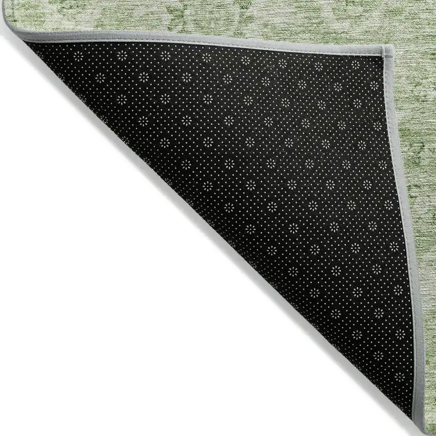 Artichoke Green And Ivory Damask Washable Indoor Outdoor Area Rug Photo 3