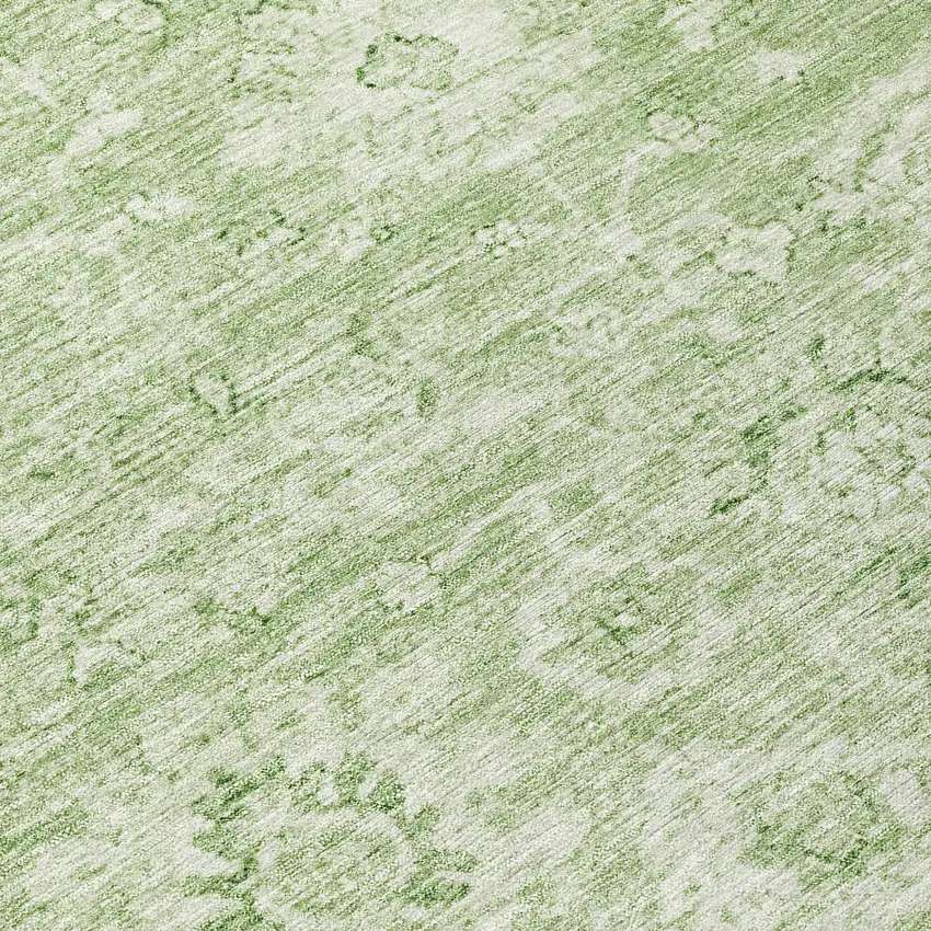 Artichoke Green And Ivory Damask Washable Indoor Outdoor Area Rug Photo 7