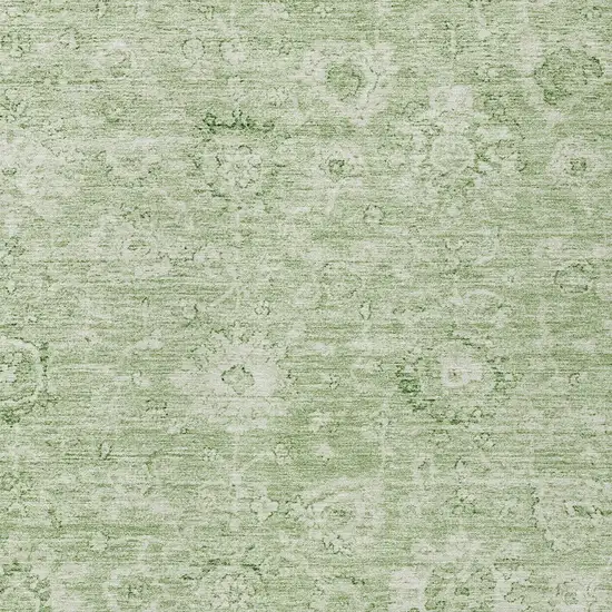 Artichoke Green And Ivory Damask Washable Indoor Outdoor Area Rug Photo 5