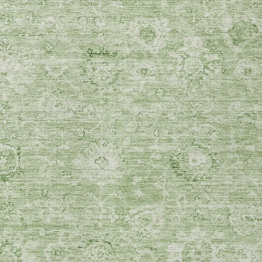 Artichoke Green And Ivory Damask Washable Indoor Outdoor Area Rug Photo 5