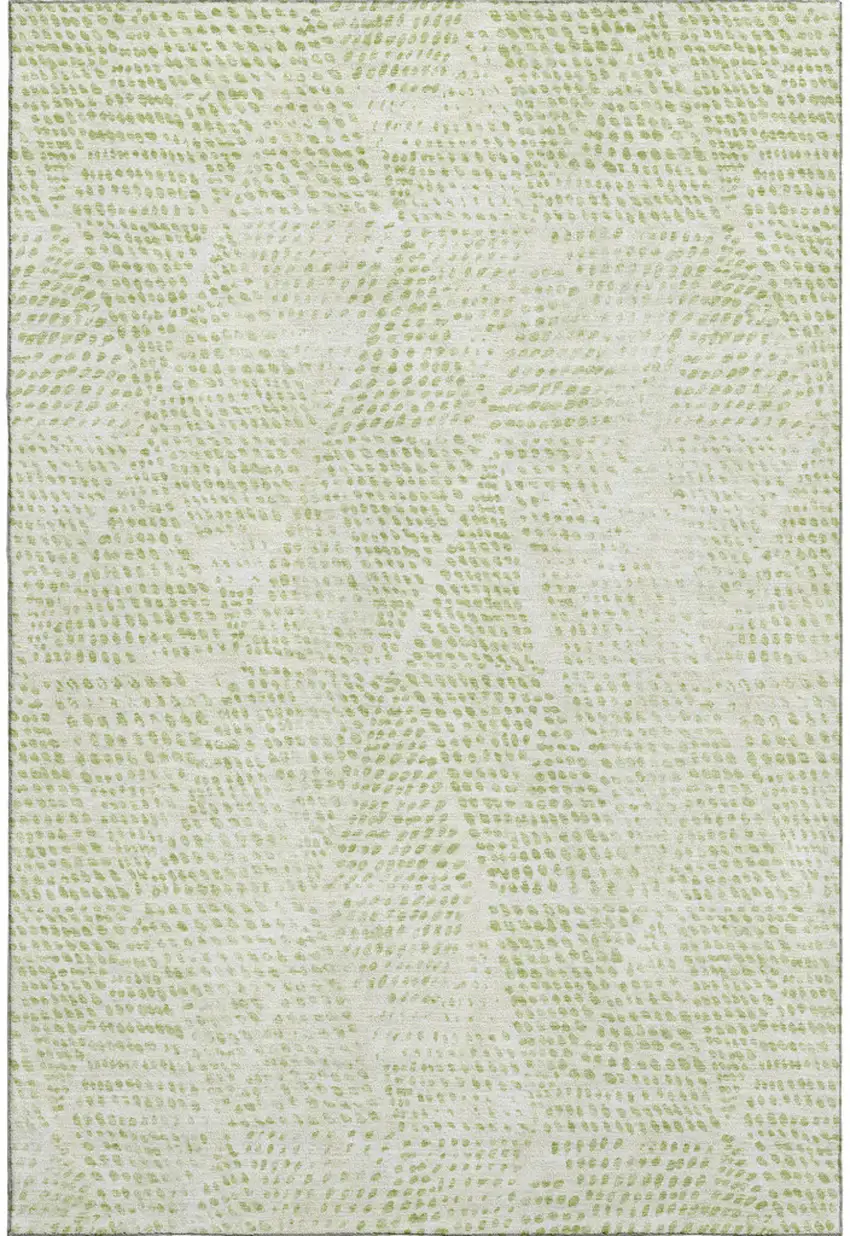 Artichoke Green And Ivory Diamond Washable Area Rug With UV Protection Photo 1