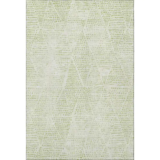 Artichoke Green And Ivory Diamond Washable Area Rug With UV Protection Photo 3