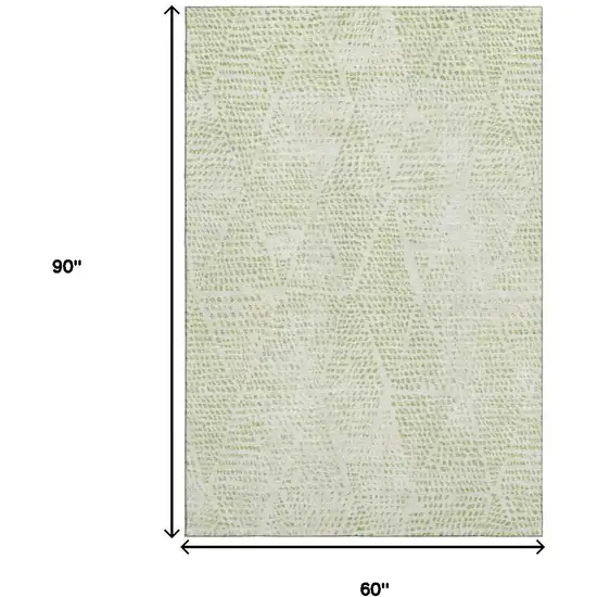 Artichoke Green And Ivory Diamond Washable Area Rug With UV Protection Photo 3