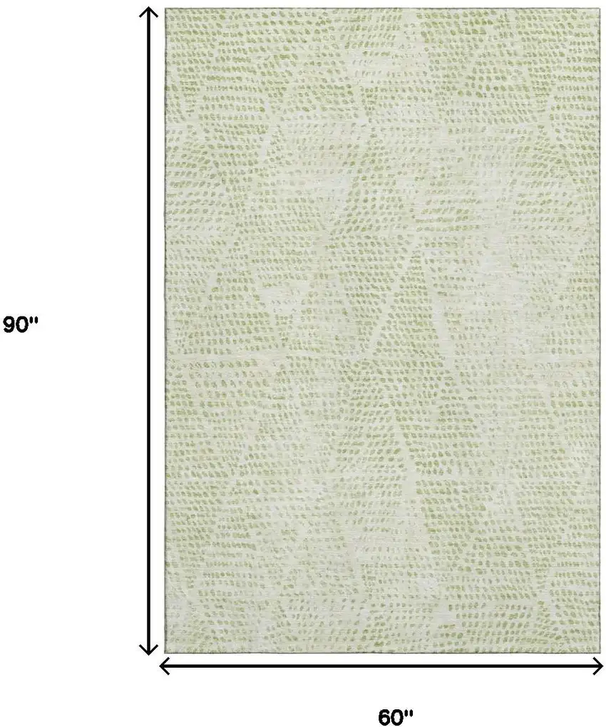 Artichoke Green And Ivory Diamond Washable Area Rug With UV Protection Photo 3