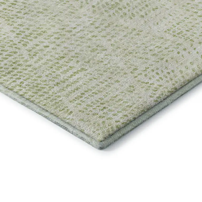 Artichoke Green And Ivory Diamond Washable Area Rug With UV Protection Photo 7