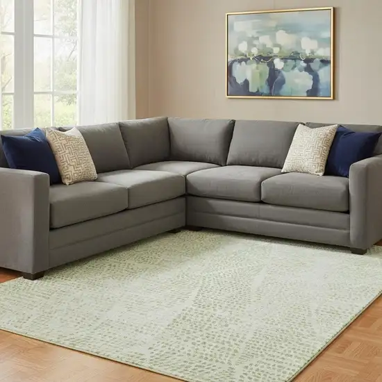 Artichoke Green And Ivory Diamond Washable Area Rug With UV Protection Photo 1