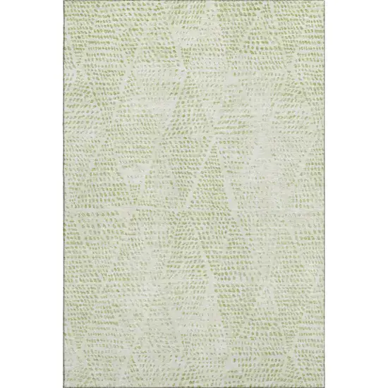 Artichoke Green And Ivory Diamond Washable Area Rug With UV Protection Photo 1