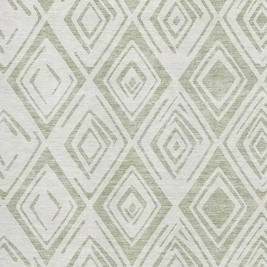 Artichoke Green And Ivory Diamond Washable Area Rug With UV Protection Photo 2