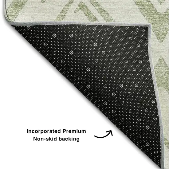 Artichoke Green And Ivory Diamond Washable Area Rug With UV Protection Photo 6
